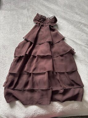 Tiered Ruffle Halter Top - Brown